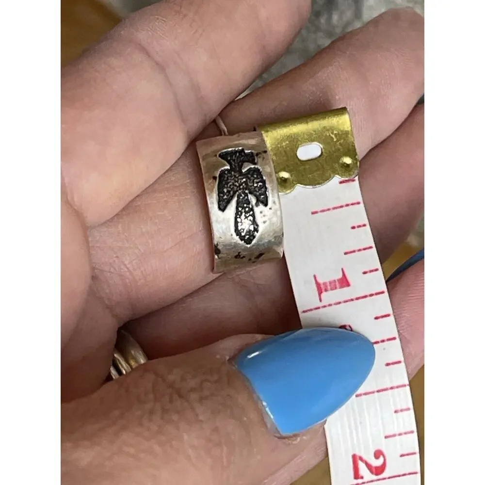 Vintage Navajo Sterling Silver Thunderbird Half Hoop Earrings Signed CT Native